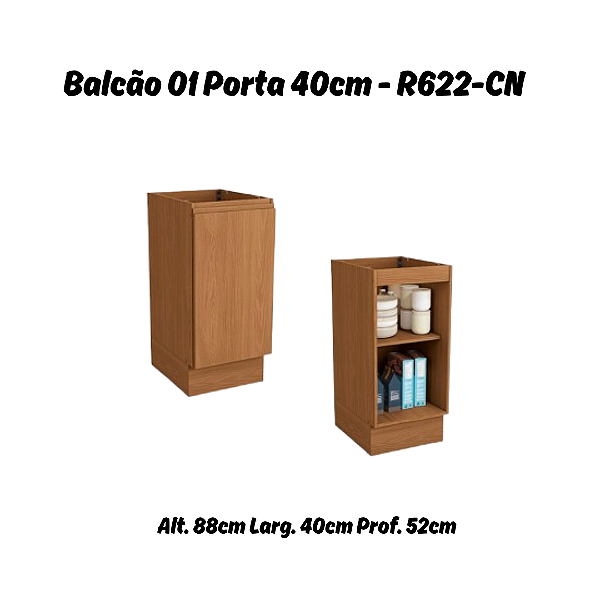 Balcão 01 Porta 40cm - Ref. R622 - Canela - Linha Ciela - Kappesberg