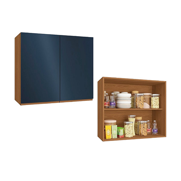 Aéreo 02 Portas 80cm - Ref. R644 - Canela/Azul - Linha Ciela - Kappesberg