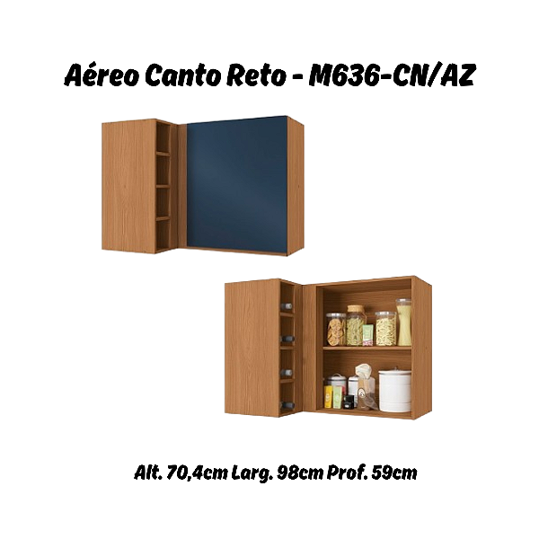 Aéreo 01 Porta Canto Reto - Ref. R647 - Canela/Azul - Linha Ciela - Kappesberg