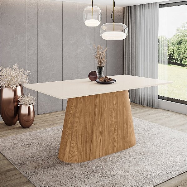 Mesa Olivia Retangular 160cm - Ref. SC119-127 - Nature/Off White - Moveis Henn