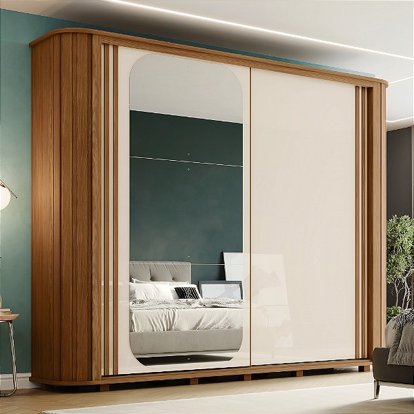 Roupeiro 02 Portas Mozzate - Ref. D340-202 - Nature/Off-Preto - Moveis Henn