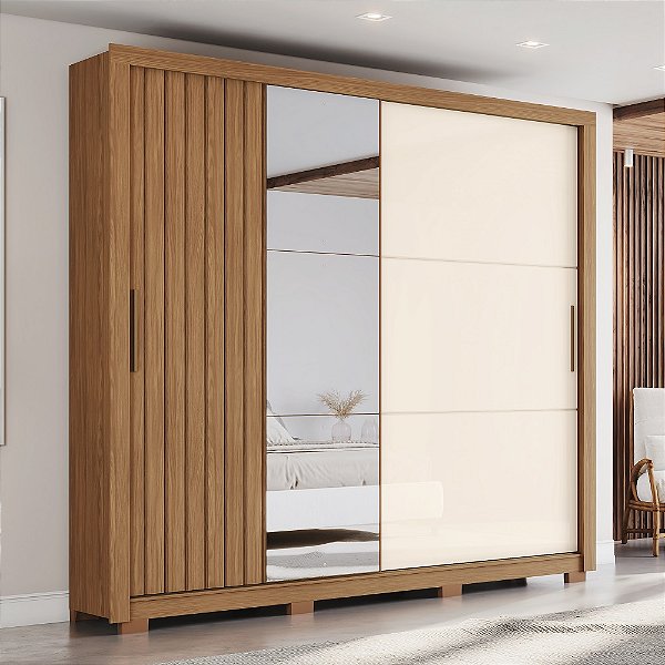 Roupeiro 02 Portas Vasti - Ref. D339-127 - Nature/Off White - Moveis Henn