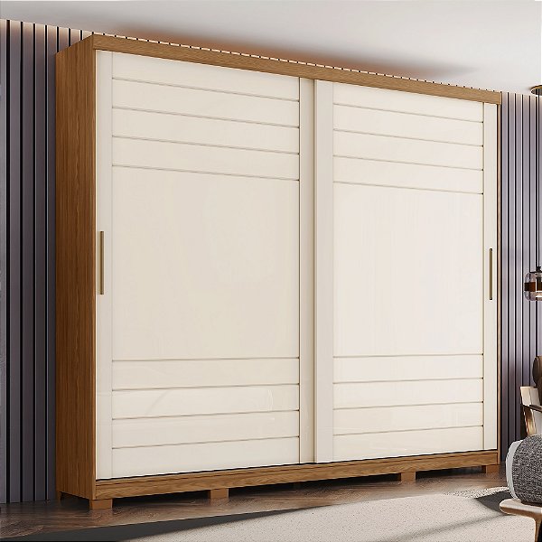 Roupeiro 02 Portas Cayman 100% MDF - Ref. D337-127 - Nature/Off White - Móveis Henn