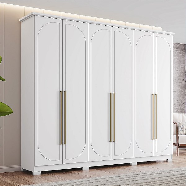 Roupeiro 06 Portas Americano Prime - Ref. D335-05 - Branco - Móveis Henn
