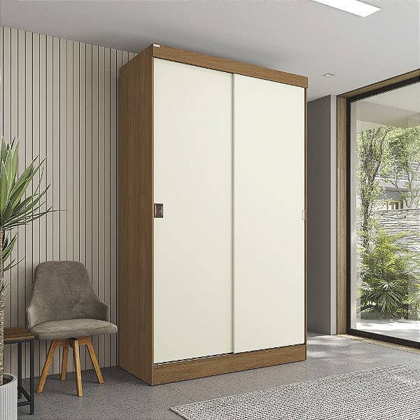 Roupeiro 02 Portas 02 Gavetas - Ref. R588 - Canela/Off White - Móveis Kappesberg