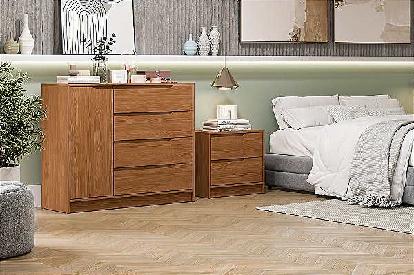 Cômoda 04 Gavetas 01 Porta - Ref. R260 - Canela - Kappesberg