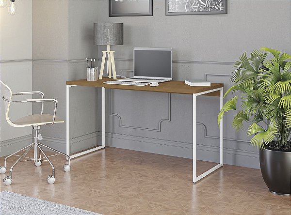 Mesa Secretária LI003 - Canela/Branco - Linha Industrial - Kappesberg