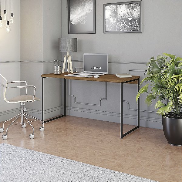 Mesa Secretária 136cm - Ref.LI003 - Canela/Preto - Linha Industrial - Kappesberg
