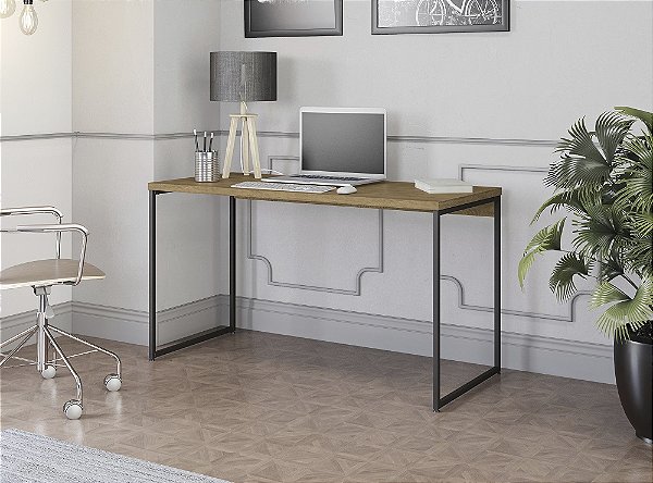 Mesa Secretária LI003 - Freijó/Preto - Linha Industrial - Kappesberg