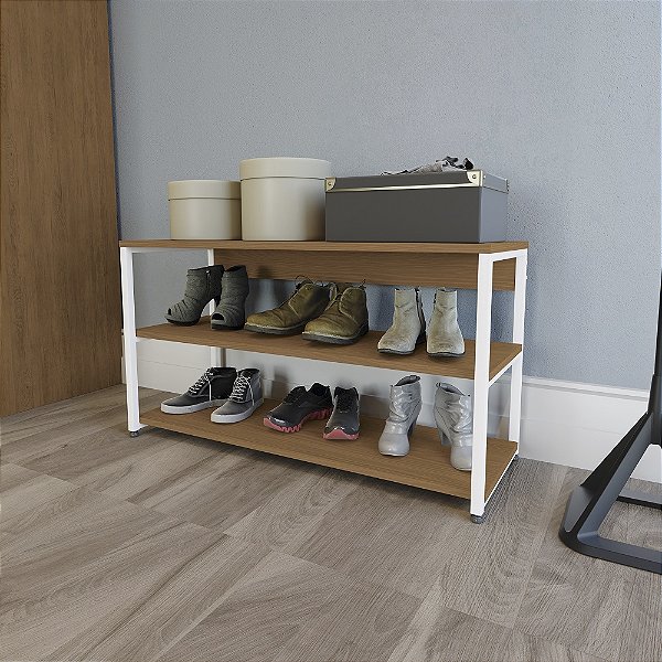 Sapateira 03 Prateleiras - Ref. LI020 - Canela/Branco - Linha Industrial - Kappesberg