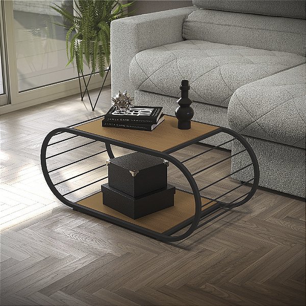 Mesa de Centro - Ref. LI039 - Canela/Preto - Linha Industrial - Kappesberg