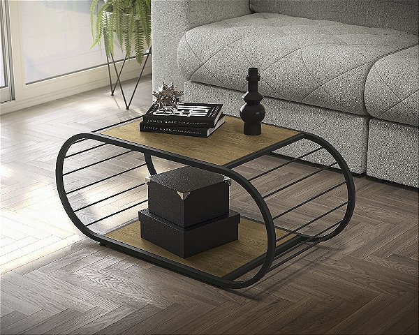 Mesa de Centro LI039 - Freijó/Preto - Linha Industrial - Kappesberg