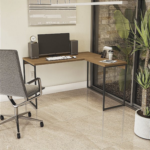 Mesa de Apoio p/ Mesa Escrivaninha - Ref. LI040 - Canela/Preto - Linha Industrial - Kappesberg
