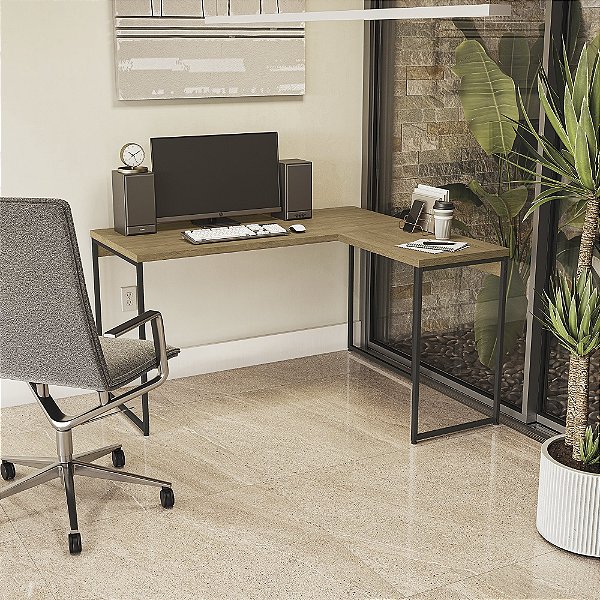 Mesa de Apoio p/ Mesa Escrivaninha - Ref. LI040 - Freijo/Preto - Linha Industrial - Kappesberg