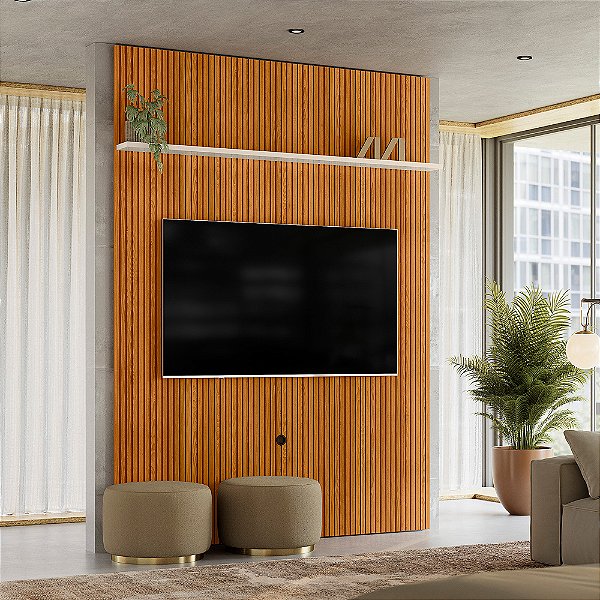 Painel Suspenso Piso-Teto Interlagos - Ref. 464139 - Cinamomo/Off White - Madetec