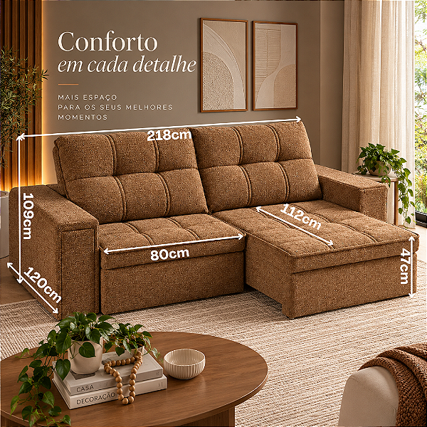 Sofá Retratil e Reclinável Silverado 218cm - Estofados Rincão