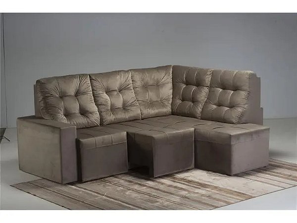 Sofá de Canto Retrátil Camry 232cm - Rincão Estofados