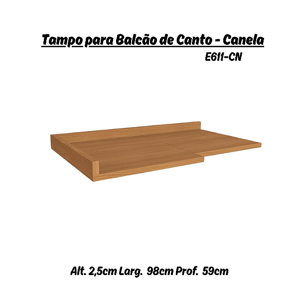 Tampo p/ Balcão Canto Reto - Ref. E611 - Canela - Kappesberg