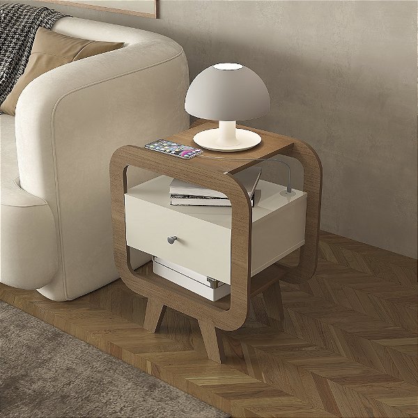 Mesa de Apoio Theo - Cinamomo/Off White - Artely