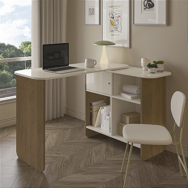 Escrivaninha Flexivel Nomade - Cinamomo/Off White- Artely