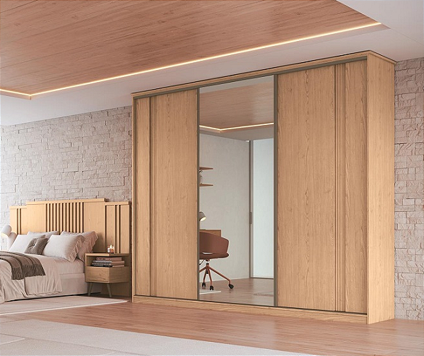 Roupeiro 03 Portas Duque New 100% MDF - Angelin - Moveis Castro