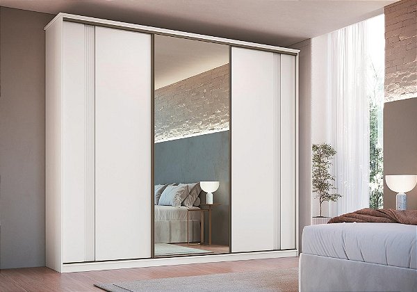 Roupeiro 03 Portas Duque New 100% MDF - Branco - Moveis Castro