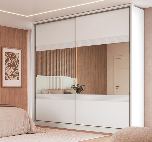 Roupeiro 02 Portas 100% MDF Coliseu - 0922M2E - Branco - Moveis Castro