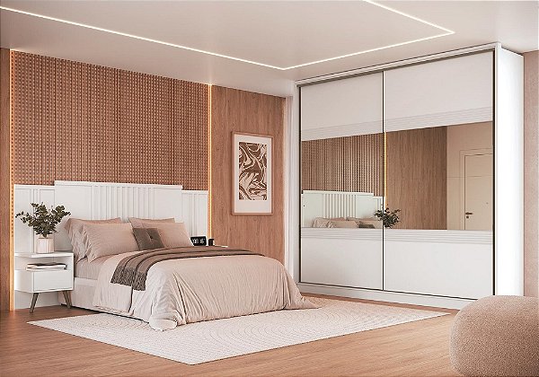 Roupeiro 02 Portas 100% MDF Coliseu - 0922M2E - Branco - Moveis Castro