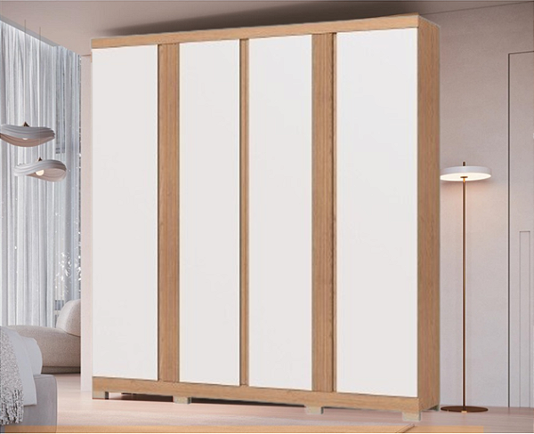 Roupeiro 04 Portas Jasper 100% MDF - 3270M - Angelin/Branco - Moveis Castro
