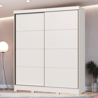 Roupeiro 02 Portas de Correr Pontal 100% MDF - 0920M - Branco - Moveis Castro