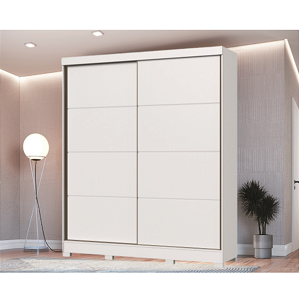 Roupeiro 02 Portas de Correr Pontal 100% MDF - 0920M - Branco - Moveis Castro