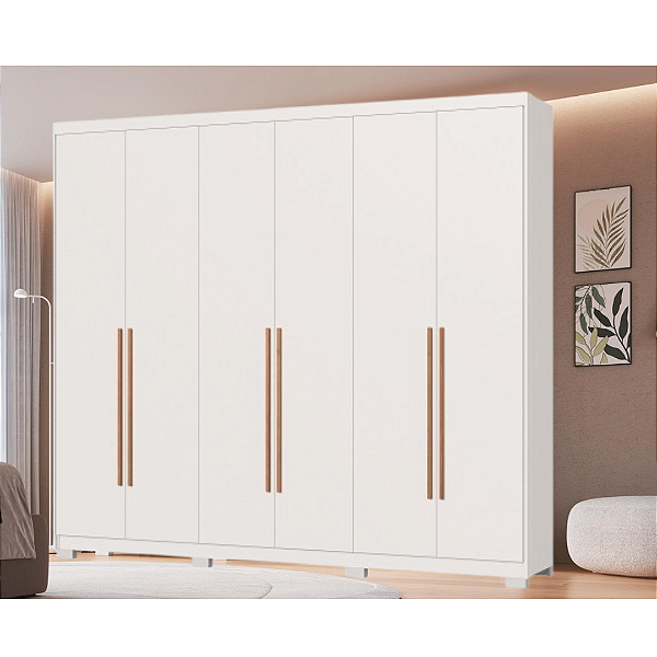 Roupeiro 06 Portas Brescia - 3387A - Branco - Moveis Castro