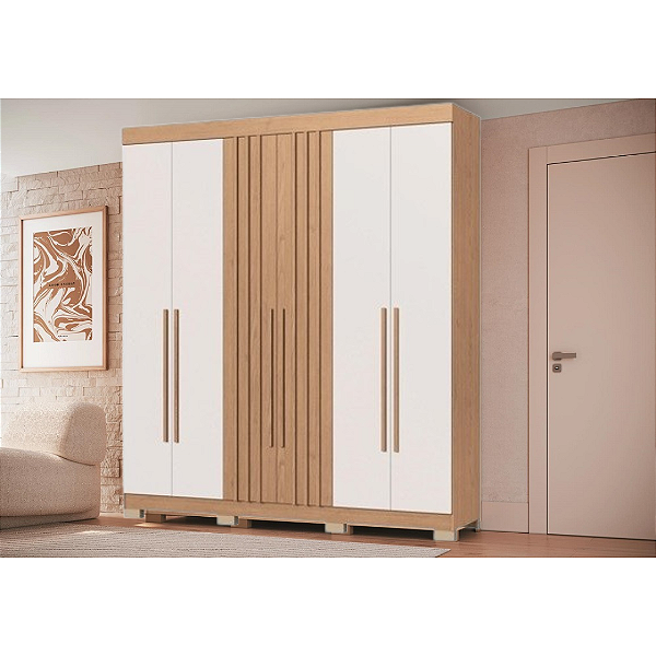 Roupeiro 06 Portas Verona - 3220A - Angelin/Branco - Moveis Castro