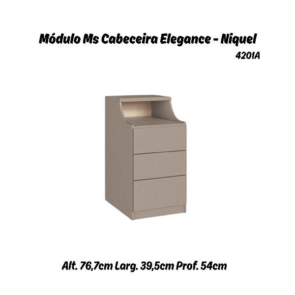 Modulo Mesa de Cabeceira - 4201A - Niquel - Linha Elegance - Moveis Castro