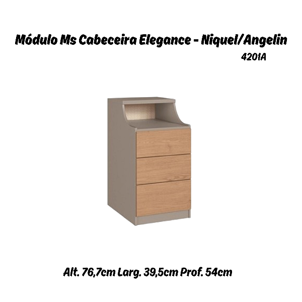 Modulo Mesa de Cabeceira - 4201A - Niquel/Angelin - Linha Elegance - Moveis Castro