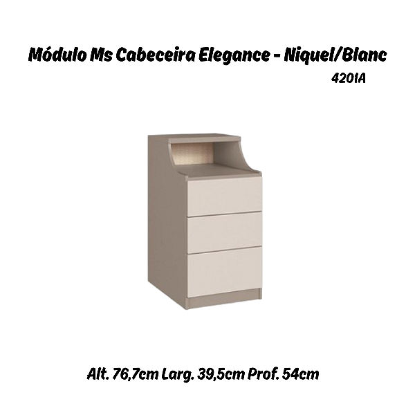 Modulo Mesa de Cabeceira - 4201A - Niquel/Blanc - Linha Elegance - Moveis Castro