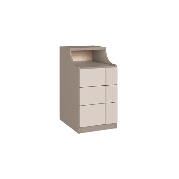 Modulo Mesa de Cabeceira Canelado - 4201A - Niquel/Blanc - Linha Elegance - Moveis Castro
