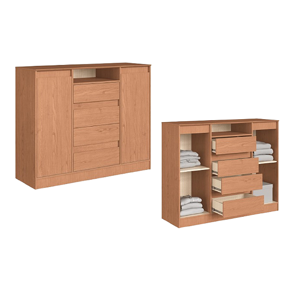 Comoda 04 gavetas 02 Portas Alba - 5085A - Cedro - Moveis Castro