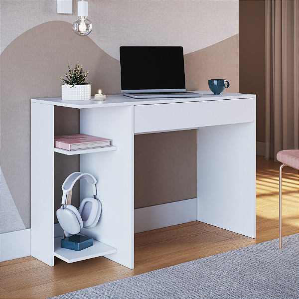Mesa Escrivaninha Office Pixel - 4034A - Branco - Moveis Castro