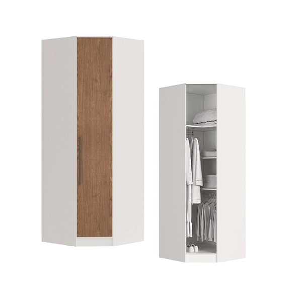 Modulo Canto Obliquo Requinte - 7209M - Branco/Macadamia - Móveis Castro
