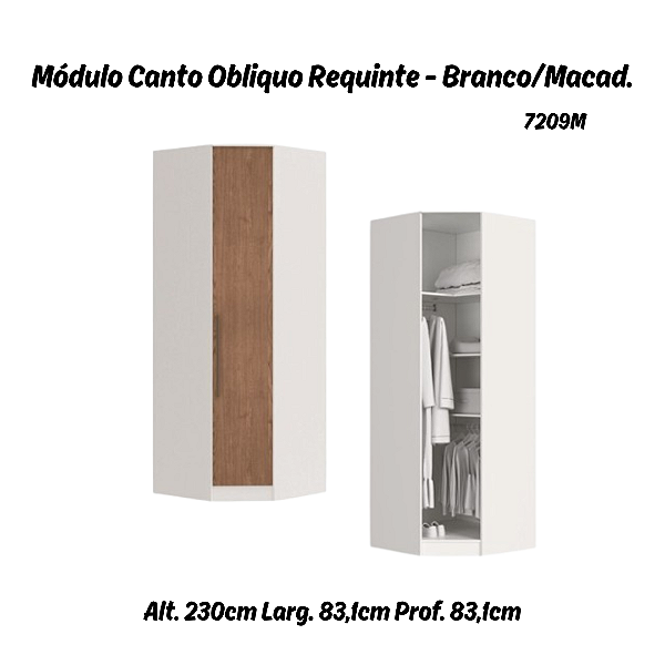 Modulo Canto Obliquo Requinte - 7209M - Branco/Macadamia - Móveis Castro
