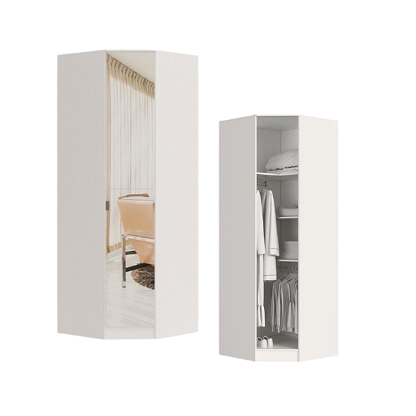Modulo Canto Obliquo Requinte ccom Espelho - 7209M - Branco - Móveis Castro