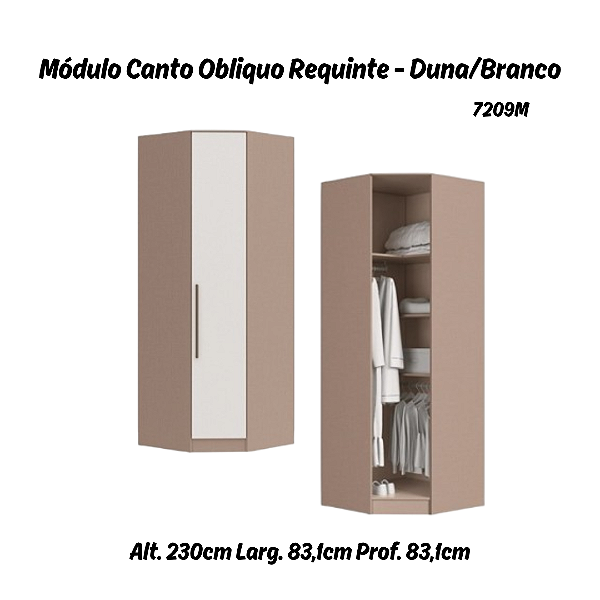 Modulo Canto Obliquo Requinte - 7209M - Duna/Branco - Móveis Castro