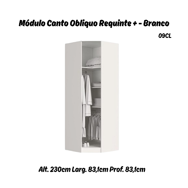 Módulo Canto Obliquo - Linha Closet - 09CL - Branco - Móveis Castro