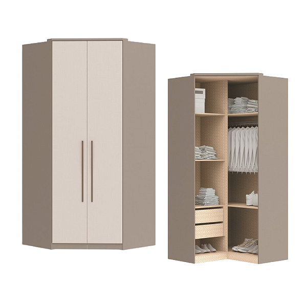 Módulo Canto Closet - Linha Elegance - 4206A - Niquel/Blanc - Móveis Castro