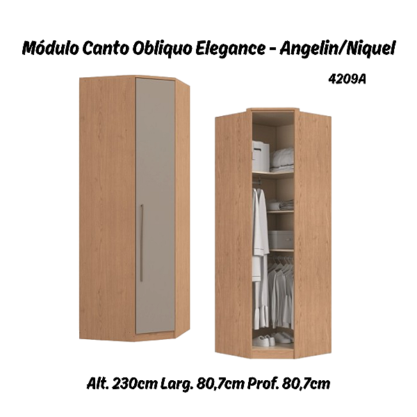 Módulo Canto Obliquo - Linha Elegance - 4209A - Angelin/Niquel - Móveis Castro
