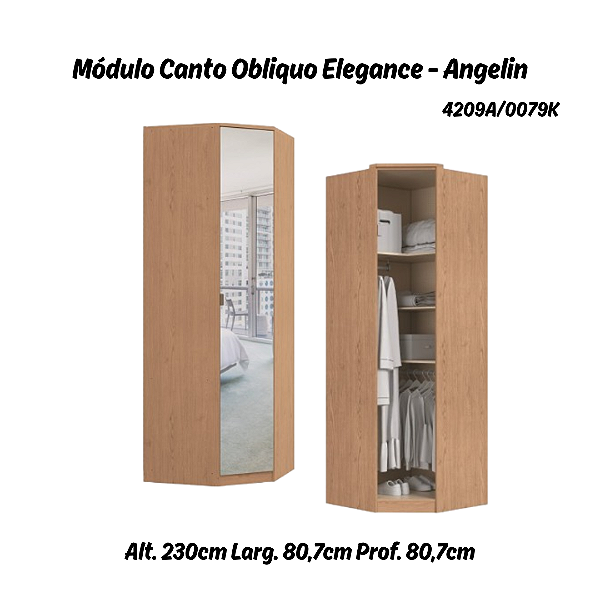 Módulo Canto Obliquo com Espelho - Linha Elegance - 4209A - Angelin - Móveis Castro