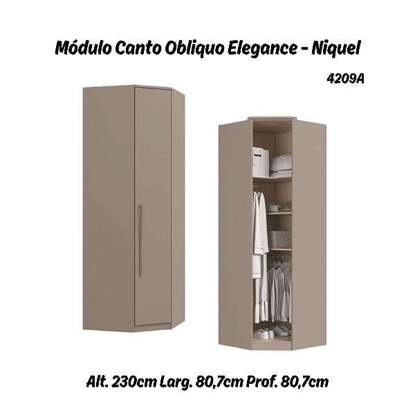 Módulo Canto Obliquo - Linha Elegance - 4209A - Niquel - Móveis Castro