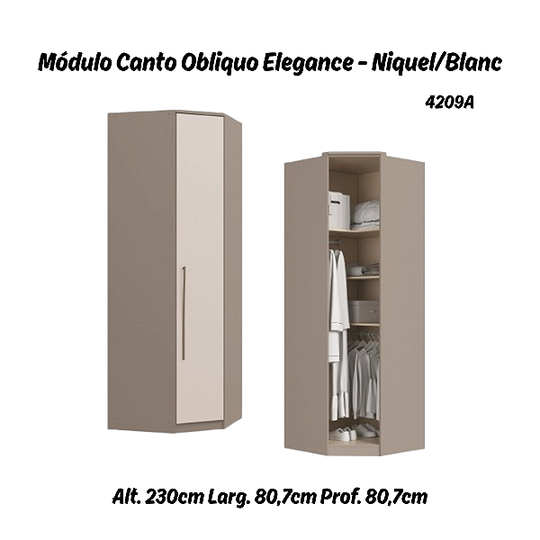 Módulo Canto Obliquo - Linha Elegance - 4209A - Niquel/Blanc - Móveis Castro