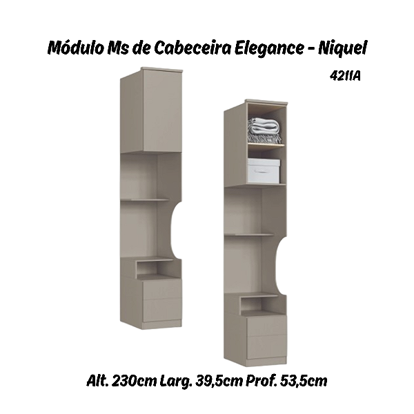 Módulo de Cabeceira Reta Elegance - 4211A - Niquel - Móveis Castro